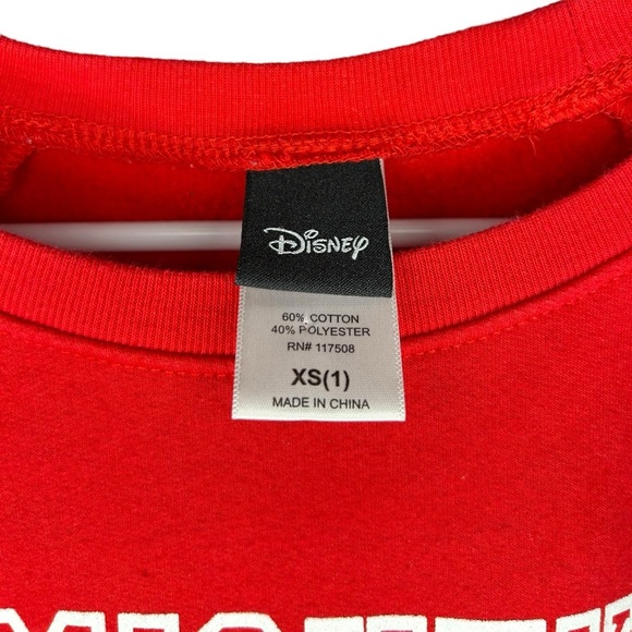 Disney Mickey Mouse Red Crewneck Sweatshirt Juniors Size XS(1) Headphones Casual - Picture 5 of 6